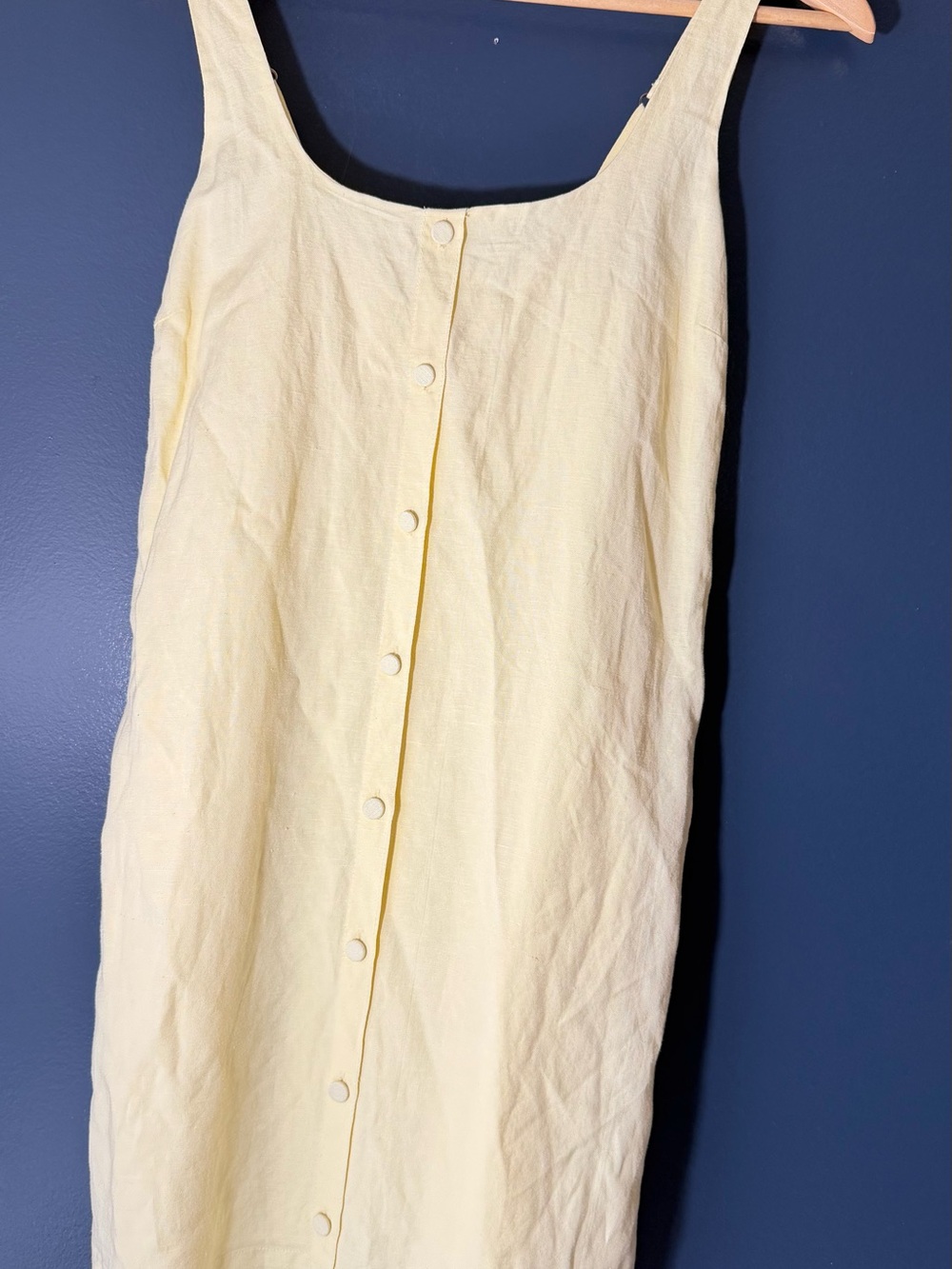 Evereve Pale Yellow Button-Front Midi Skirt